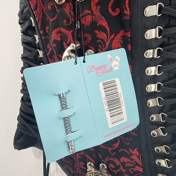 Bunny Corset Women's Calliope Underbust Corset Gothic Black/Maroon - Picture 7 of 12